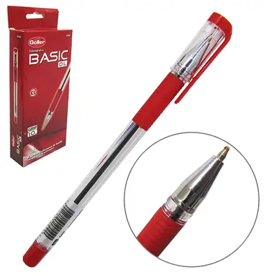 CANETA ESFEROGRAFICA VERMELHA BASIC OIL 1.0MM ESCRITA SUAVE COM 12 PECAS