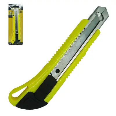 ESTILETE LAMINA LARGA 18MM DE PLASTICO COM DEPOSITO + TRILHO DE ACO CARBONO PRO 16,3CM NA CARTELA