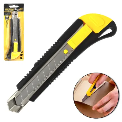ESTILETE LAMINA LARGA 18MM DE PLASTICO COM TRILHO DE ACO CARBONO PRO 17,3CM