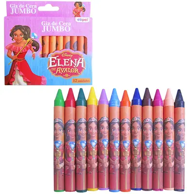 GIZ DE CERA JUMBO ELENA COM 12 CORES