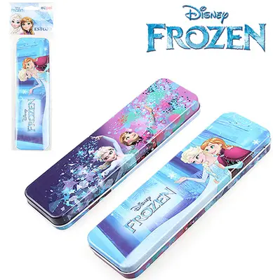 ESTOJO DE METAL/LATA ESCOLAR INFANTIL RETANGULAR COM 2 DIVISORIAS FROZEN