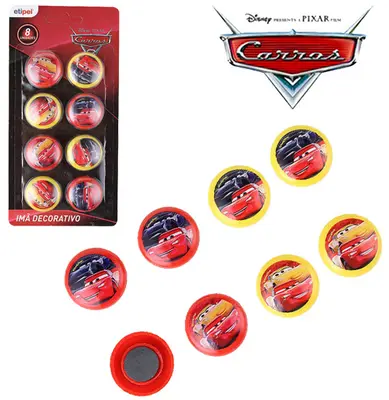 IMA PRENDEDOR MAGNETICO MULTIUSO CARROS COLORS COM 8 PECAS 3CM DE Ø