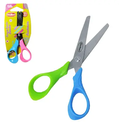 TESOURA ESCOLAR DE INOX BICOLOR ANATOMICA 5''