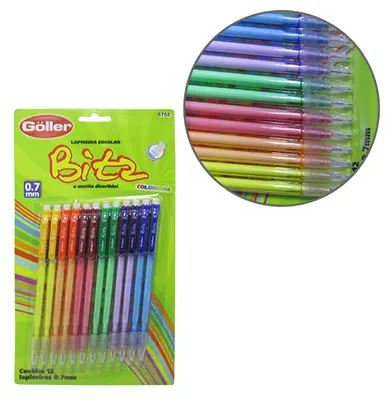 LAPISEIRA BITZ COLORS 0.7MM COM BORRACHA COM 12 PECAS NA CARTELA