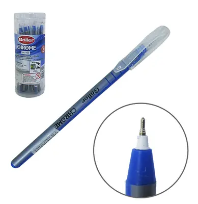 CANETA ESFEROGRAFICA AZUL CHROME 0,7MM ESCRITA SUAVE COM 12 PECAS