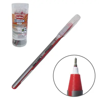 CANETA ESFEROGRAFICA VERMELHA CHROME 0,7MM ESCRITA SUAVE COM 12 PECAS