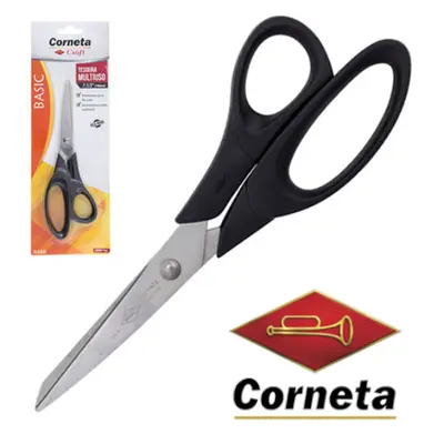 TESOURA MULTIUSO DE INOX BASIC PRETO 7.½'' 190MM NA CARTELA