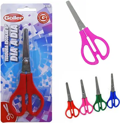 TESOURA ESCOLAR DE INOX DIA DIA 5'' COLORS NA CARTELA