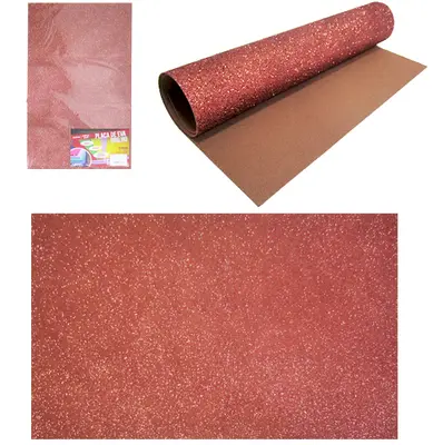FOLHA / PLACA DE EVA BRILHO GLITTER MARROM COM 5 PECAS 60X40CM