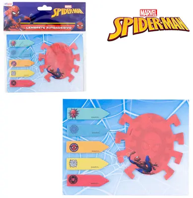 BLOCO DE ANOTACAO STICKER COM MARCADOR DE PAGINA ADESIVO COM 120 FOLHAS HOMEM ARANHA/SPIDER MAN