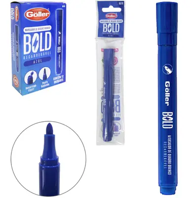 MARCADOR RECARREGAVEL AZUL BOLD PARA QUADRO BRANCO COM 12 PECAS NA CAIXA