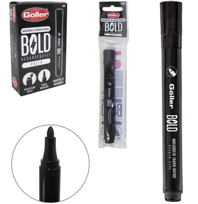 MARCADOR RECARREGAVEL PRETO BOLD PARA QUADRO BRANCO COM 12 PECAS NA CAIXA
