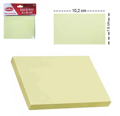 BLOCO DE ANOTACAO STICKER ADESIVO RETANGULAR COM 100 FOLHAS 10,2X7,6CM