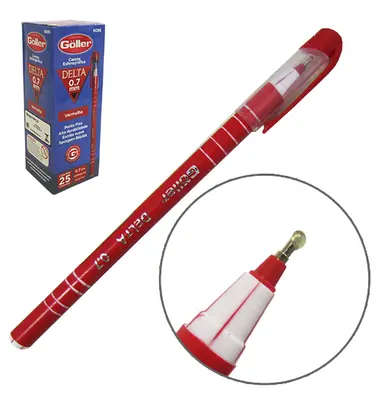 CANETA ESFEROGRAFICA VERMELHA DELTA 0.7MM ESCRITA SUAVE COM 25 PECAS