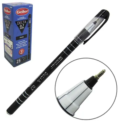 CANETA ESFEROGRAFICA PRETA DELTA 0.7MM ESCRITA SUAVE COM 25 PECAS NA CAIXA