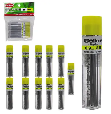 GRAFITE PARA LAPISEIRA 2B 0.9MM COM 12 TUBOS NA SOLAPA