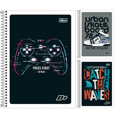 CADERNO D+ UNISSEX ¼ CAPA FLEXIVEL ESPIRAL 48 FOLHAS