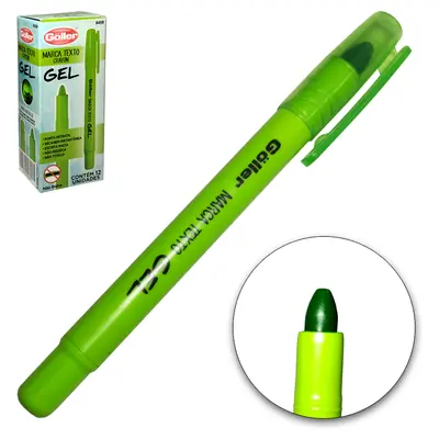 CANETA MARCA TEXTO CRAYON GEL VERDE COM 12 PECAS NA CAIXA