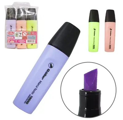 CANETA MARCA TEXTO TREND COLORS COM 3 PECAS