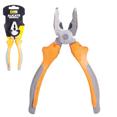 ALICATE UNIVERSAL 6'' 9MM CABO EMBORRACHADO LARANJA/CINZA MB TOOLS