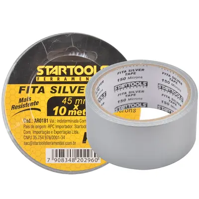 FITA ADESIVA MULTIUSO SILVER TAPE PRATA PRO 45MMX10M
