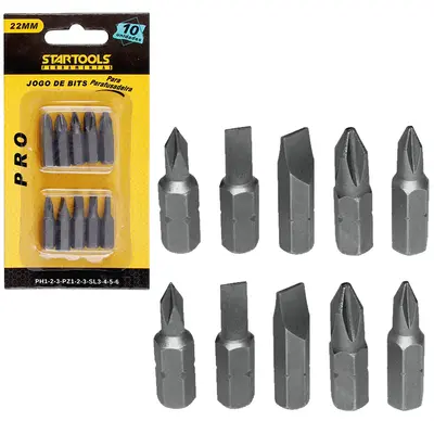 JOGO DE BITS PARA PARAFUSADEIRA COM 10 PONTAS 22MM PRO