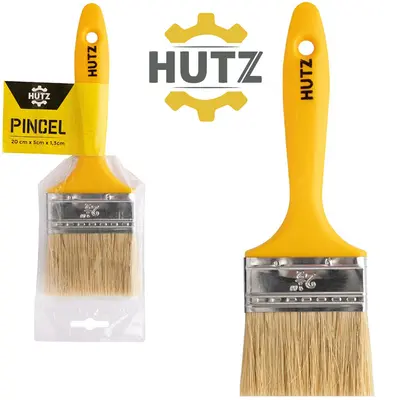 PINCEL / TRINCHA PARA PINTURA CABO PLASTICO AMARELO E CERDAS SUINO HUTZ 2½'' 20X5CM