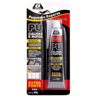 ADESIVO / COLA PU CALHAS E RUFOS EXTRA FORTE POLIDAG CINZA 80G