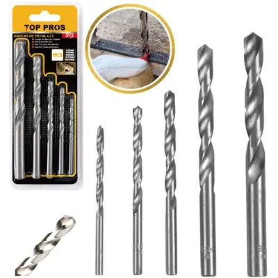 JOGO DE BROCA DE ACO RAPIDO PARA METAL TOP PROS COM 5 PECAS 4/5/6/8/10MM