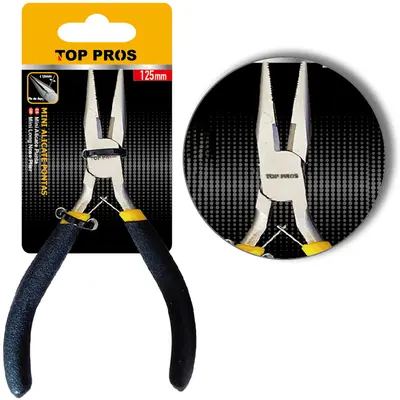 MINI ALICATE DE BICO MEIA CANA RETO 4,5'' COM MOLA CABO EMBORRACHADO TOP PROS