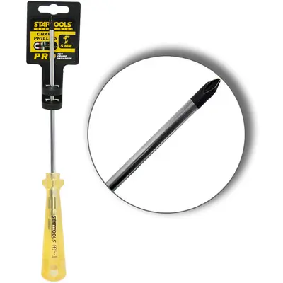 CHAVE PHILIPS ACO CROMO VANADIO COM PONTA IMANTADA + CABO TRANSLUCIDO PRO AMARELO 4''X5MM UND