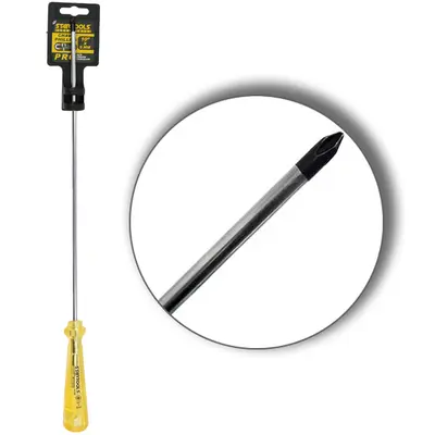 CHAVE PHILIPS ACO CROMO VANADIO COM PONTA IMANTADA + CABO TRANSLUCIDO PRO AMARELO 10''X5MM UND