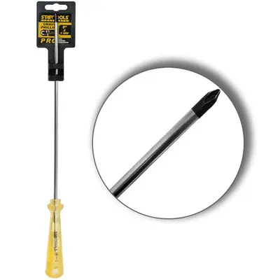 CHAVE PHILIPS ACO CROMO VANADIO COM PONTA IMANTADA + CABO TRANSLUCIDO PRO AMARELO 8''X5MM UND