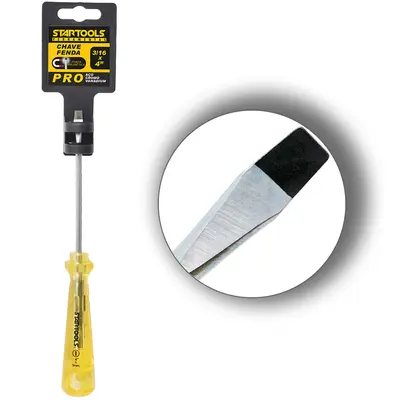CHAVE DE FENDA ACO CROMO VANADIO COM PONTA IMANTADA + CABO TRANSLUCIDO PRO AMARELO 3/16X4'' UND