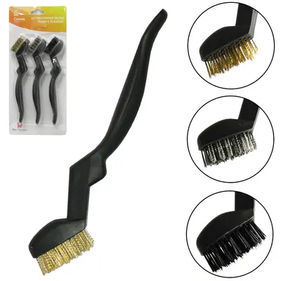 ESCOVA DE ACO / NYLON CABO PLASTICO COM 3 PECAS