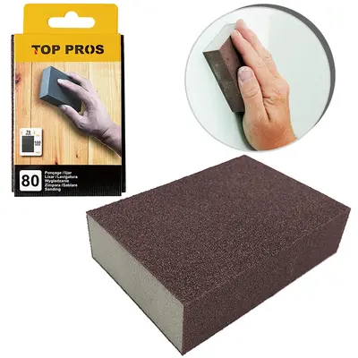 ESPONJA DE LIXA RETANGULAR 80 TOP PROS 100X70MM