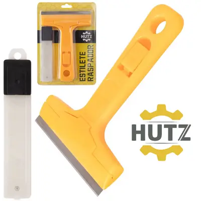 ESTILETE RASPADOR DE ACO CARBONO / PLASTICO + REFIL COM 10 LAMINAS HUTZ