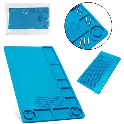 MANTA DE BANCADA MAGNETICA ANTIESTATICA DE SILICONE AZUL 380X210MM