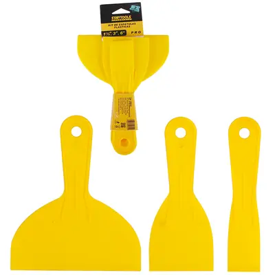 ESPATULA DE PLASTICO PARA PINTURA AMARELO PRO COM 3 PECAS 1½/3/6'' 18CM