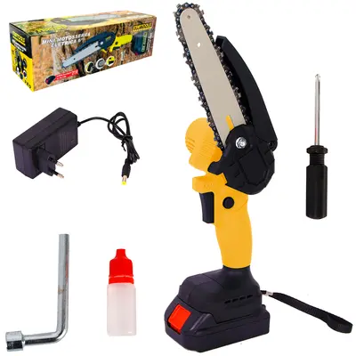 MINI MOTOSSERRA ELETRICA 6'' RECARREGAVEL 21V BIVOLT COM CARREGADOR + ACESSORIOS PRO 6 PECAS