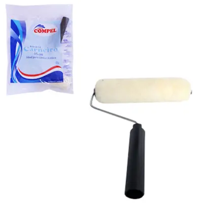 ROLO DE LA DE CARNEIRO PARA PINTURA CABO METAL/PLASTICO 15CM