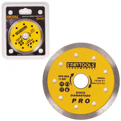DISCO DE CORTE DIAMANTADO PARA PORCELANATO CORTE MOLHADO 110MM 4''