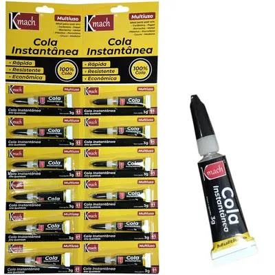 ADESIVO/COLA INSTANTANEA COM 12 PECAS 3G NA CARTELA