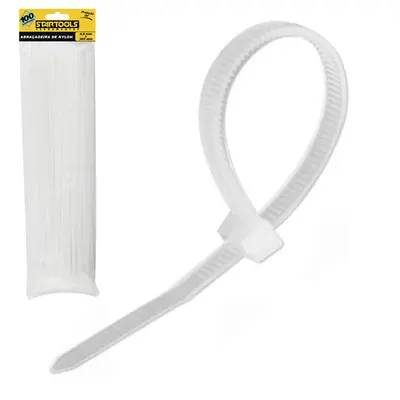 ABRACADEIRA DE NYLON BRANCO PRO COM 50 PECAS 4,8X300MM