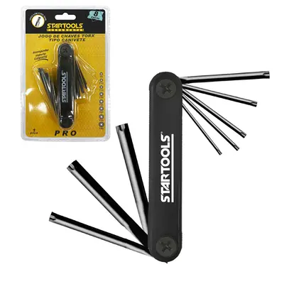 JOGO DE CHAVE TORX COM 8 PONTAS TIPO CANIVETE PRO