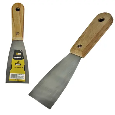 ESPATULA DE METAL CABO MADEIRA 2'' 50MM 20,5CM MB TOOLS
