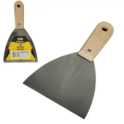 ESPATULA DE METAL CABO MADEIRA 4'' 100MM 20,5CM MB TOOLS