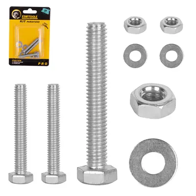 KIT PARAFUSO DE ACO 44MM COM PORCA + ARRUELA PRO 9 PECAS