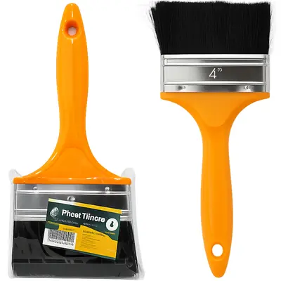 PINCEL / TRINCHA PARA PINTURA CABO PLASTICO AMARELO 4'' 100MM 22X10CM