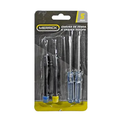 KIT FERRAMENTA COM CHAVE DE PRECISAO + FENDA / PHILIPS E PINCA MERRICK FRM